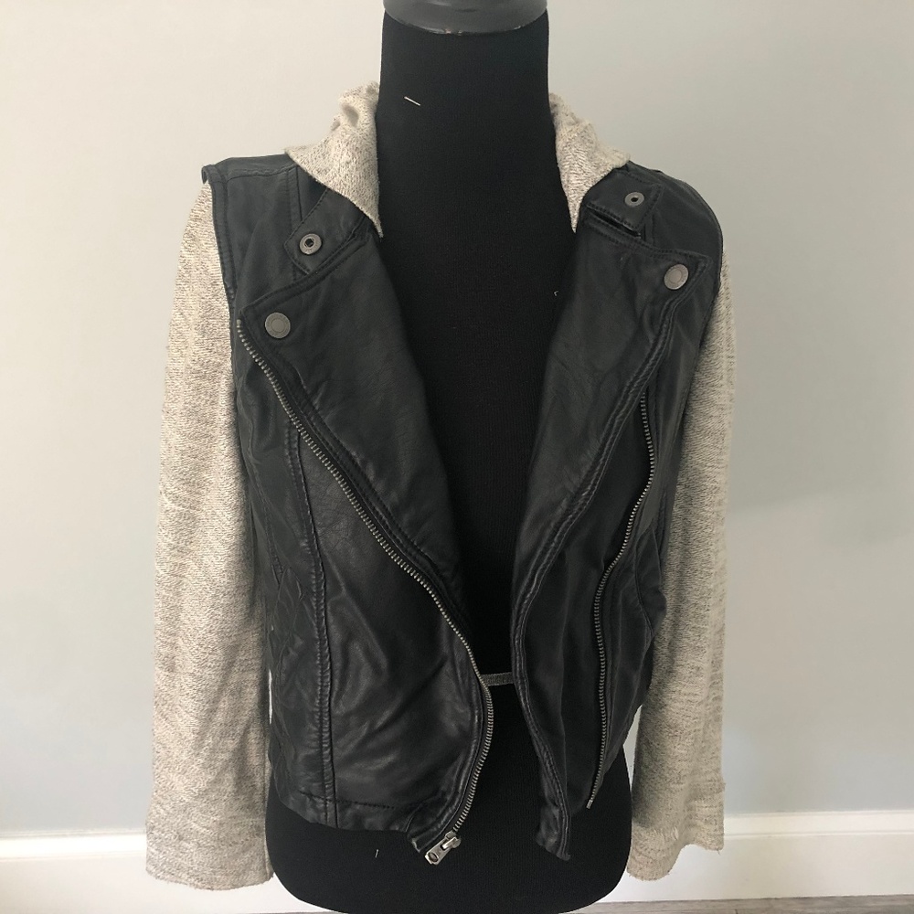 Faux leather Abercrombie kids hoodie jacket